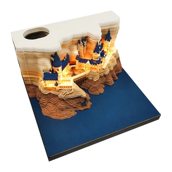 1 ШТ. Блокнот Castle 3D на 2024 год, Календарь Castle, Бумага для заметок, Канцелярские Принадлежности, Подарок с подсветкой
