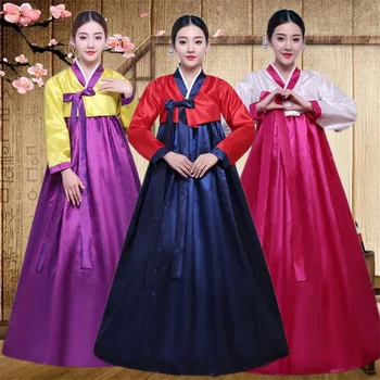 10 Цветное Корейское Традиционное Дворцовое Женское Новогоднее танцевальное платье для меньшинств, женский костюм Ханбок с длинным рукавом Изображение 2