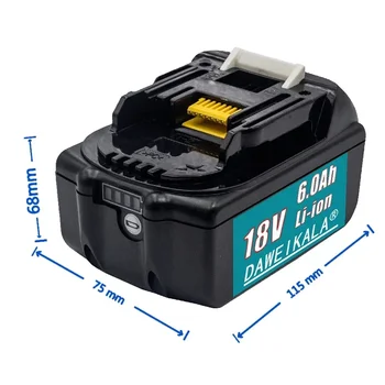 100% оригинальная аккумуляторная батарея электроинструмента Makita 18V 6.0Ah с заменой светодиодного зарядного устройства LXT BL1860B BL1860 BL1850 Изображение 2