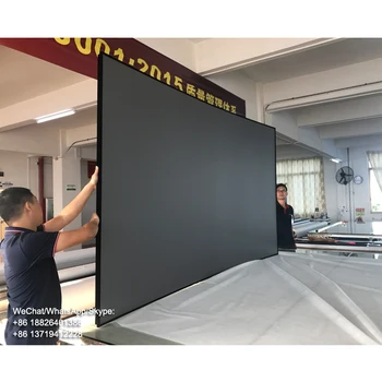 120-дюймовый тонкий безель из черного хрусталя с фиксированным изогнутым экраном, проекционный экран с защитой от света