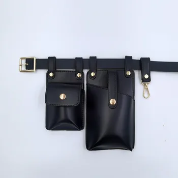 2 шт./компл., вертикальные квадратные черные держатели для телефонов, поясные сумки на застежках с ремнями, модные женские сумки Изображение 2