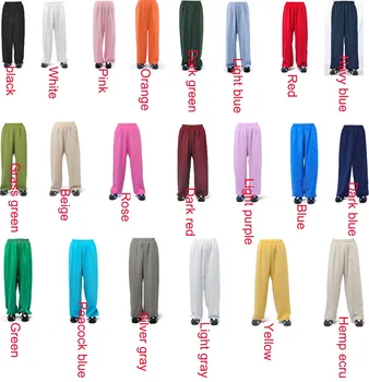 20 цветов Унисекс льняные костюмы Удан тай-чи кунг-фу униформа одежда для боевых искусств даосский халат серый/красный/синий/зеленый/розовый 3 шт./компл. Изображение 2