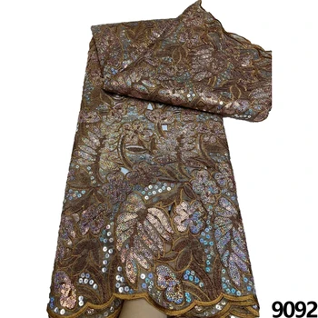 2023 Новейший дизайн Французский тюль с блестками кружевная ткань свадебная 5 ярдов высококачественная африканская вышивка нигерийская сетчатая ткань Изображение 2