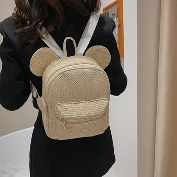 2023 Новый женский рюкзак, модный Высококачественный рюкзак из травяной ткани, повседневный Универсальный рюкзак для хранения для девочек Изображение 2