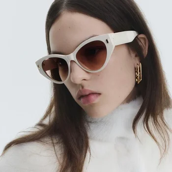 2024 Модные солнцезащитные очки Sexy Cat Eye, Женские Роскошные Брендовые Дизайнерские Черные очки, Женские очки для отдыха UV400
