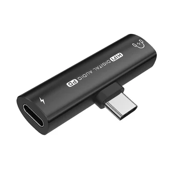 2в1 USB Type-C к USB C/3,5 мм Адаптер Для наушников ЦАП Для Наушников Аудио Конвертер 32 Бит/384 кГц Цифровой Декодер PD27W Черный Изображение 2