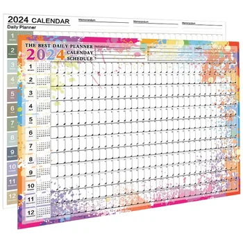 2шт Креативный Планировщик на весь год, календарь на 2024 год, Бумажный календарь, домашний Настенный Календарь годового расписания
