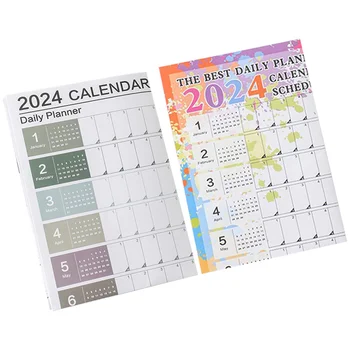 2шт Креативный Планировщик на весь год, календарь на 2024 год, Бумажный календарь, домашний Настенный Календарь годового расписания Изображение 2