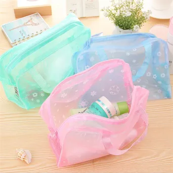 5 цветная водонепроницаемая косметическая сумка для хранения из ПВХ, женский прозрачный органайзер для макияжа, компрессионные Дорожные сумки для ванной Изображение 2