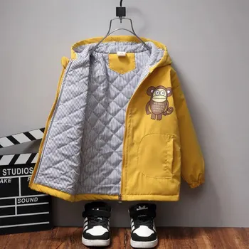 80-140 см, детская осенне-зимняя хлопковая утепленная куртка, модная одежда для мальчиков и девочек, теплые укороченные рукава