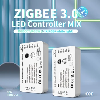GLEDOPTO ZigBee LED Strip Controller RGB + W Pro Color White Light Mix Домашний Alexa Echo Tuya Smart SmartThings App Пульт Дистанционного Управления
