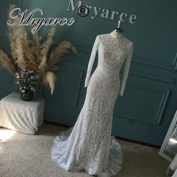 Mryarce Скромное Свадебное платье с высоким воротом и длинными рукавами, свадебные платья, платья-Русалки
