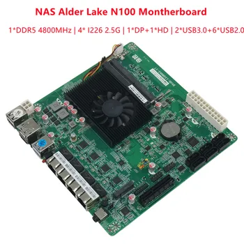 NAS Alder Lake N100 Материнская плата DDR5 SODIMM 4800 МГц Макс 16 ГБ 4 * Intel I226 2.5G 1 * DP 1 * HDMI 2 * USB3.0 6 * USB2.0 2 * M2_SSD NVME