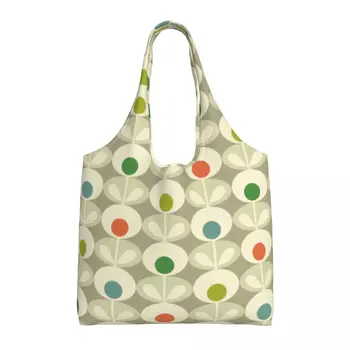 Orla Kiely Сумка для покупок с цветочным рисунком, женская сумка с абстрактным скандинавским цветочным рисунком, холщовые сумки для покупок, вместительная сумка для покупок Изображение 2