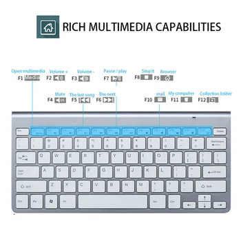 RYRA Mini Keyboard Mouse Combo Set 2.4 G Беспроводная Клавиатура И Мышь Переносные Для Ноутбука Ноутбук Настольный ПК Компьютер Бесшумные Мыши Изображение 2
