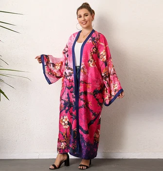 XPAY Популярная женская ветровка, верхняя одежда, длинное платье с этническим принтом, праздничный кардиган с длинным рукавом, кимоно, плащ