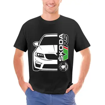 Автомобиль Skoda Octavia 5 VRS, черная футболка, мужские хлопковые футболки с круглым вырезом, модные крутые топы, хлопковые футболки