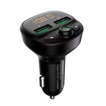 Автомобильное Зарядное Устройство Bluetooth-совместимый FM-Передатчик 5,0 С Двойным USB-Быстрым Автоматическим Зарядным устройством QC3.0 Громкой Связи, Вольтметр и адаптер Aux