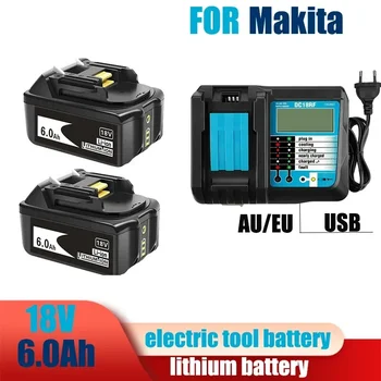 Аккумуляторная батарея 18 В 6,0 Ач для электроинструментов Makita со светодиодной заменой Li-ion LXT BL1860 1850 18 В 9 А 6000 мАч