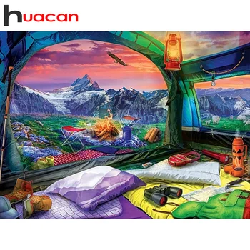Алмазная живопись Huacan 5D Новая горная палатка Алмазная вышивка Пейзажная мозаика Наборы для вышивки крестом Картинки для дома
