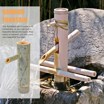 Бамбуковый фонтан для воды, украшение для аквариума, Бамбуковый велосипедный фонтан, бамбуковый орнамент для дома Изображение 2