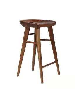 Барный стул Nordic из массива дерева, барный коктейльный табурет на стойке регистрации, повседневный барный креативный стол из массива дерева, высокий табурет