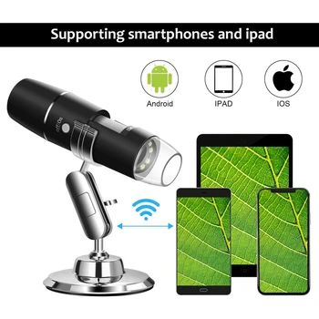 Беспроводной цифровой Wi-Fi микроскоп, ручной эндоскоп с увеличением от 50 до 1000 раз, 8LED, совместимый со столом для смартфонов Android/iOS Изображение 2