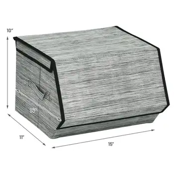 Большие штабелируемые контейнеры-кубики с крышками, Органайзеры для хранения из льна и ткани Оксфорд, 4 комплекта Изображение 2