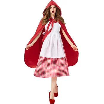 Взрослый костюм Красной Шапочки для косплея для женщин на Хэллоуин, маскарадное платье для вечеринки Марди Гра Изображение 2