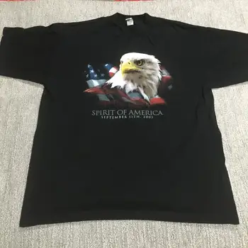 Винтажная мужская футболка 2001 года, размер XL, Черная футболка с белоголовым орлом и американским флагом, США