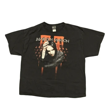 Винтажная футболка 00s Y2K с Мэрилином Мэнсоном в стиле Рок-Метал-музыки, Промо-футболка с Гигантской Биркой 2XL