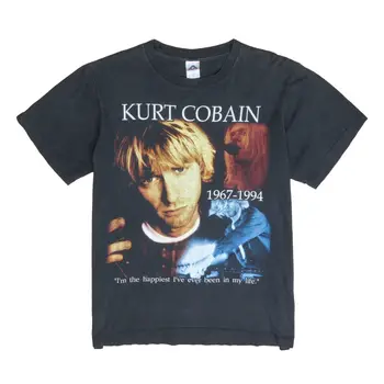 Винтажная футболка С Надписью Kurt Cobain Memorial Happiest I've Ever Been, Футболка Big Band Tee 90-х