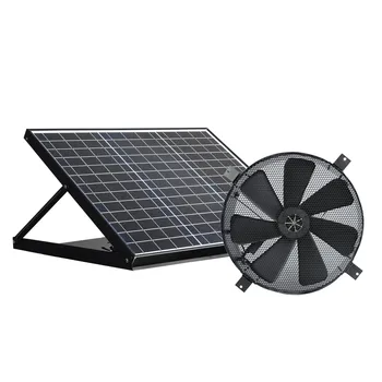 Вытяжной Вентилятор Двигателя Постоянного Тока мощностью 30 Вт 14 Дюймов Промышленный Умный Солнечный Настенный Вентилятор Вентиляции с Солнечной Энергетической Системой