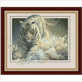 Вышивка высококачественным животным тигром с наборами для вышивания крестиком океанской волны