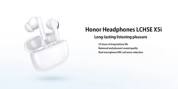 Гарнитура Honor LCHSE X5i TWS с двойным микрофоном шумоподавления вызова Bluetooth 5.3 IP54 водонепроницаемое большое подвижное кольцо диаметром 10 мм Изображение 2