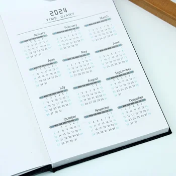 Годовой календарь на 2024 год, Руководство по эффективности самостоятельного заполнения Внутренних страниц на английском языке Формата А5, Ежедневный план, Бизнес-офисный блокнот Изображение 2