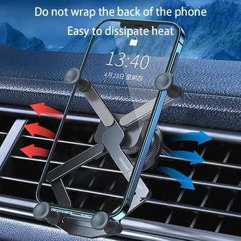 Гравитационный автомобильный держатель для телефона с возможностью поворота на 360 градусов, Невидимое Автомобильное крепление, Вентиляционное отверстие, Подставка для телефона на приборной панели из алюминиевого сплава, кронштейн GPS Изображение 2