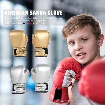 Детские боксерские перчатки для детей от 3 до 12 лет из искусственной кожи, боксерская груша для ММА, перчатки для кикбоксинга, тренировочные боевые перчатки для каратэ Муай Тай Изображение 2