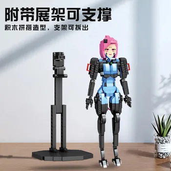 Детские механические персонажи Iron Ji steel soldiers, созданные совместно с девочкой, собраны из строительных блоков из мелких частиц, украшения для рабочего стола Изображение 2