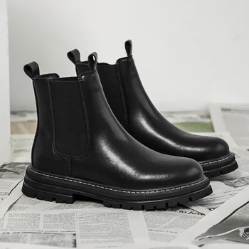 Дизайн бренда 2023, осенне-зимняя мужская обувь, модные мотоциклетные кожаные ботинки в британском стиле, новые ботинки для инструментов, мужские ботинки из плюша