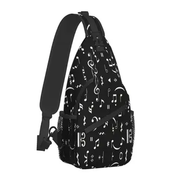 Дизайн музыкальных нот, рюкзак через плечо, мужские модные клавиши пианино, сумка на плечо для велоспорта, походный рюкзак Изображение 2