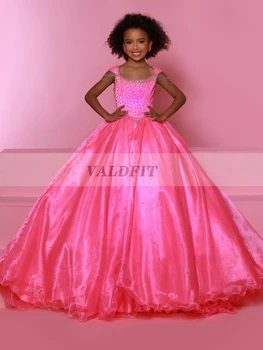 Длинное Ярко-Розовое Бальное Платье Для Девочек В цветочек, Праздничное Платье, Халат Princesse Fille Vestidos De Nina, Детское Свадебное Платье Для Вечеринок