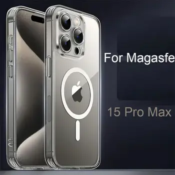 Для iPhone 15 Pro Max Прозрачный чехол Magsafe для iPhone 15 14 13 12 11 Pro Max Магнитный чехол для iPhone 15 14 Plus 12 13 Mini
