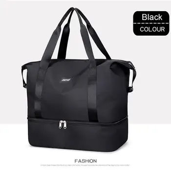 Дорожная спортивная сумка для сухого и влажного использования, переносная сумка для тренажерного зала и фитнеса (черная) Изображение 2
