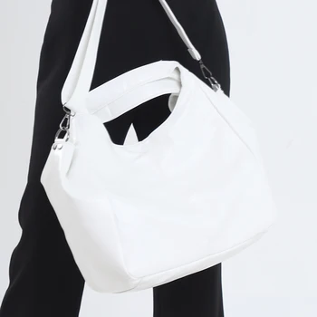 Женская белая сумка через плечо Hobos большой емкости, женские эстетичные сумки через плечо для пригородных поездок, качественная женская вместительная сумка из искусственной кожи Изображение 2