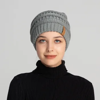 Женская зимняя вязаная шапка, женская модная толстая теплая шапка Beanie S7588B