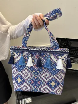 Женская сумка-тоут большой емкости в этническом стиле, сумочка с индивидуальным дизайном для класса, сумка на одно плечо подмышкой.