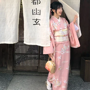 Женское Традиционное японское платье-кимоно с цветочным принтом Obi, костюм для выступления на сцене, одежда для фотосессии, костюм для косплея Изображение 2