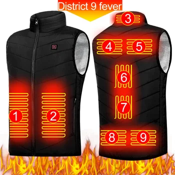 Интеллектуальный терможилет, USB Электрическая зимняя теплая одежда с подогревом, 9 зон, зональное тепловое пальто, куртка унисекс с подогревом для занятий спортом на открытом воздухе
