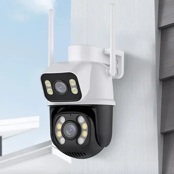 Камера видеонаблюдения 4K 8MP WiFi 2.4 G с двумя объективами, наружный монитор WiFi, камера инфракрасного ночного видения IP65, Водонепроницаемая бытовая безопасность